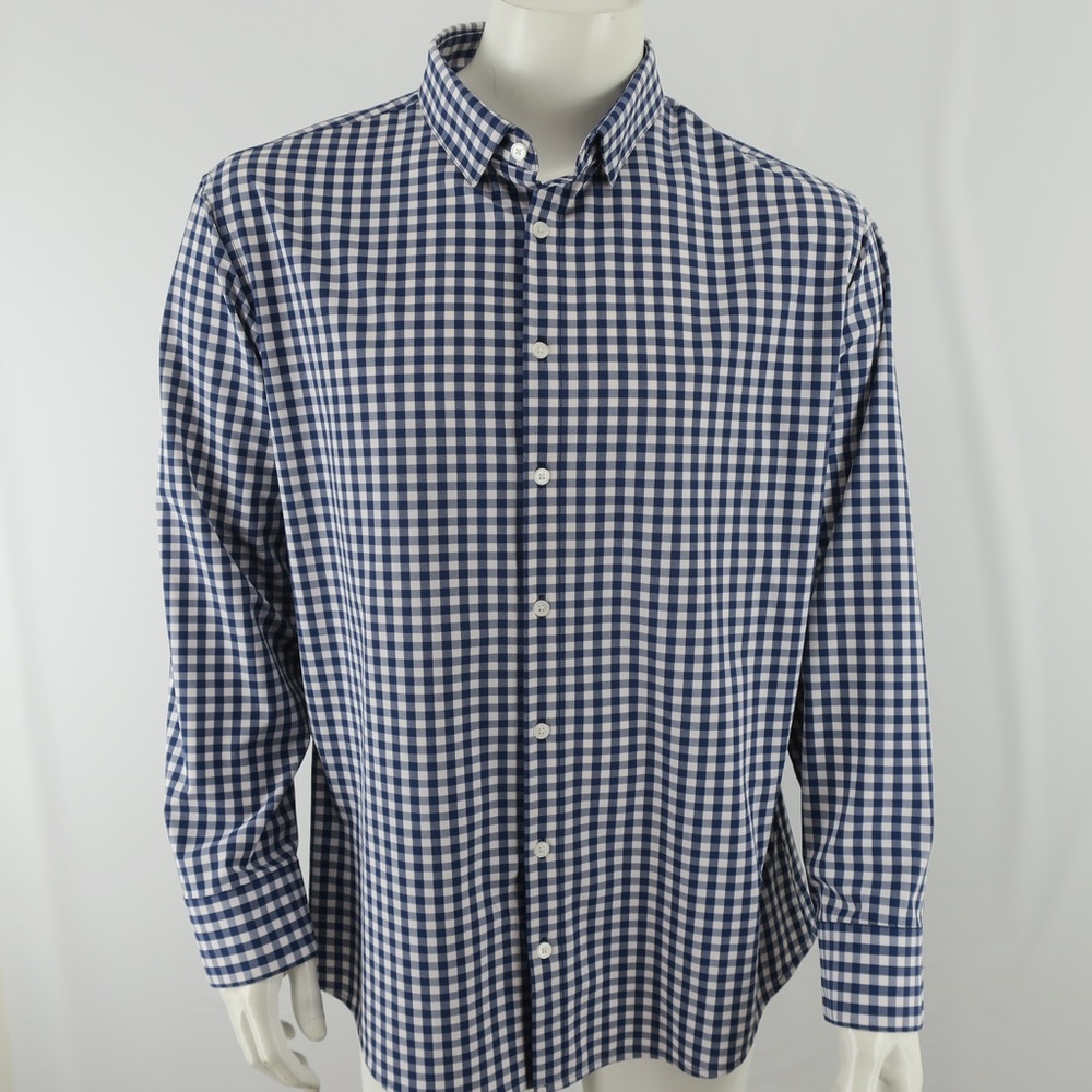 Mizzen + Main Button Up Long Sleeve Leeward Shirt Mens XL Classic Blue White